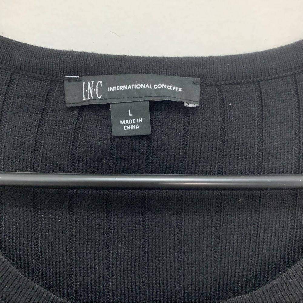 International Concepts Black Ribbed Tie Front Shirt Size Large - Picture 7 of 7